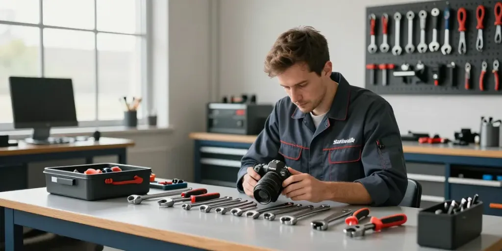 Ofertas del Black Friday Stahlwille en un taller automotriz mostrando herramientas de alta calidad.